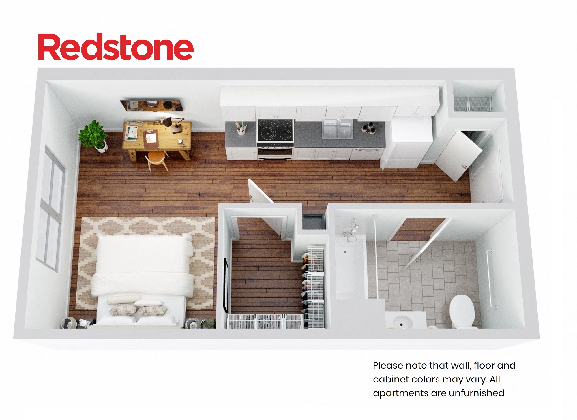 Floor plan for studio, 1 bath